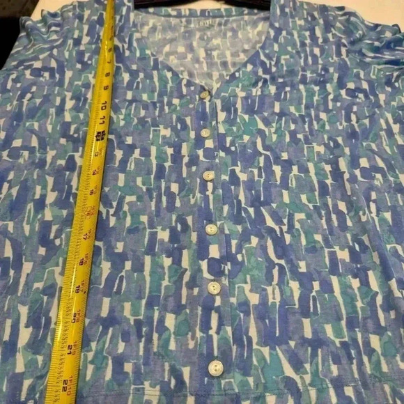 J. Jill Womens Printed Extra Fine Pima Cottton Cardigan Sweater Size M Blue NWOT - Picture 6 of 7